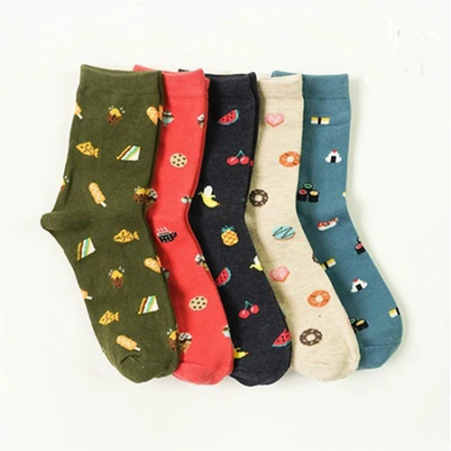 

Unisex Fashion Cartoon Food Sushi Fruit Pattern Short Tube Cotton Blend Socks