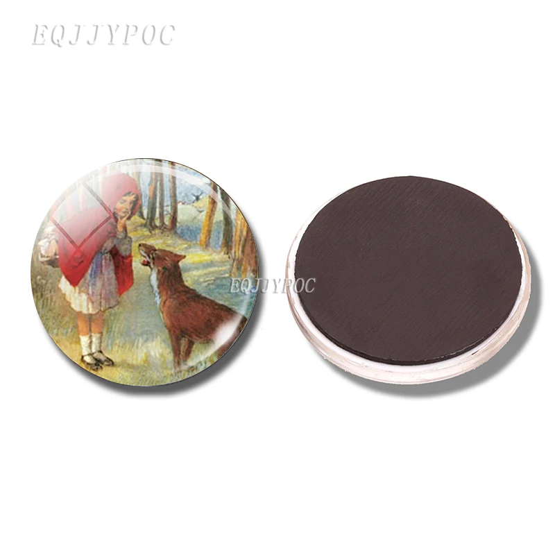 PACK OF 1 Красная Шапочка большой волк магнит на холодильник стеклянный кабошон сказочные магниты на холодильник Мультяшные наклейки с животными для девочек Декор - Цвет: PACK OF 1