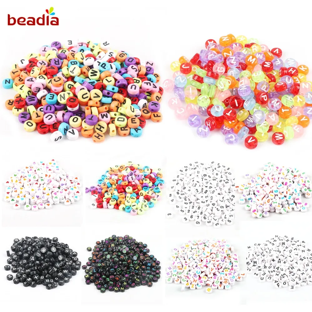 100 шт. акриловые цветные круглые плоские бусины с буквами английского алфавита