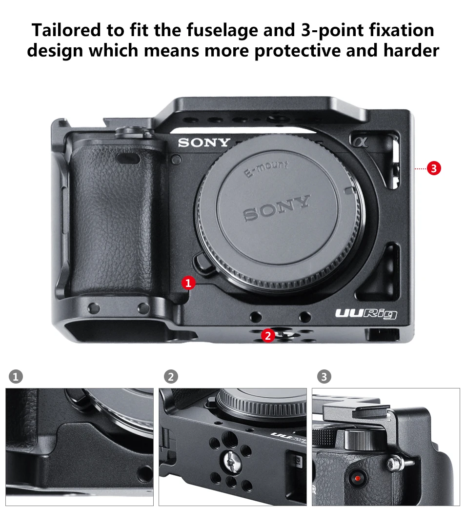 UURIG R008 A6400 Камера Кейдж стабилизатор для SONY A6400 видеоблоге селфи рукоятка, с холодной обуви для микрофона заполняющий свет