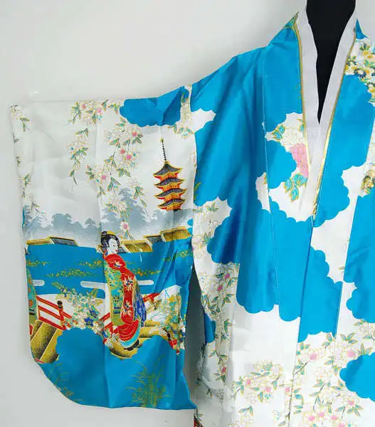 Черные женские японской платье кимоно с принтом вискозная юката хаори поясом