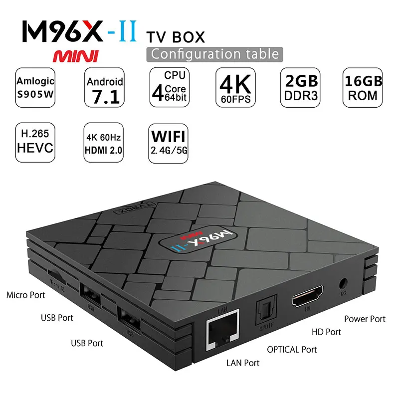 XGODY M96X II Мини умные телевизоры Box Android 7 1 Nougat Amlogic S905W 4 ядра 2 г + 16 Bluetooth к ТВ стример