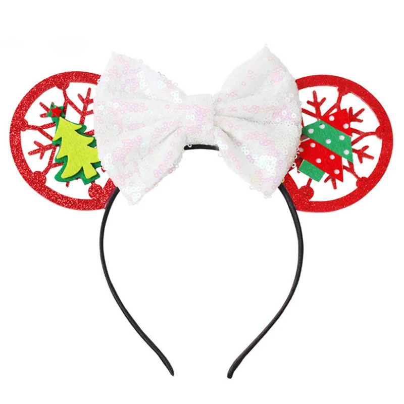 Красный Disney Kawaii для девочек Для женщин банты, повязка на голову, одежда на Рождество с ушами для ухода за волосами аксессуары для детей повязка на голову, повязка на голову для Хэллоуина Вечерние - Цвет: Красный