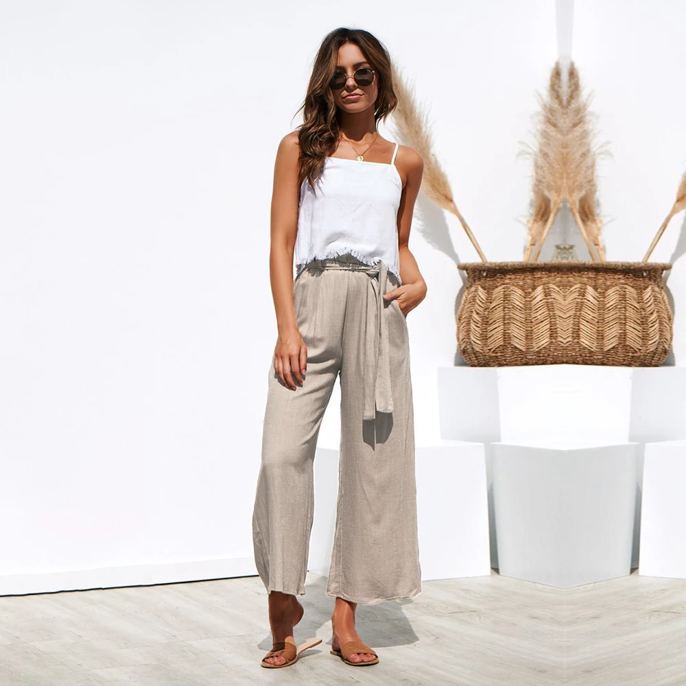 MinBoutique Fashion Girl Casual Trousers Cotton Linen Pants For Spring Summer | Женская одежда