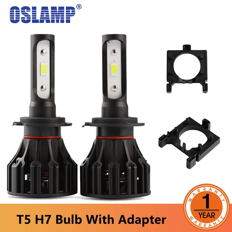 Oslamp светодиодный фары с адаптером KP 104 8000lm 72 Вт H7 один луч лампы COB чипы для
