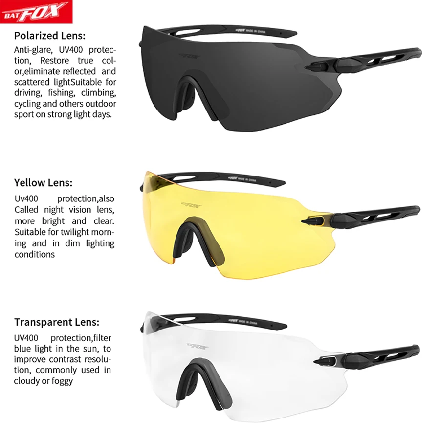 

BATFOX Cycling Glasses Men Women Rimles Cycling Goggles Sunglasses No Frame 3 Lenses oculos ciclismo Outdoor Sport MTB Fietsbril