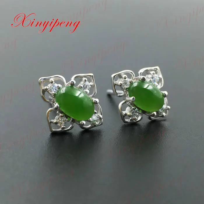 18 k золото с натуральным нефритом серьги | Украшения и аксессуары