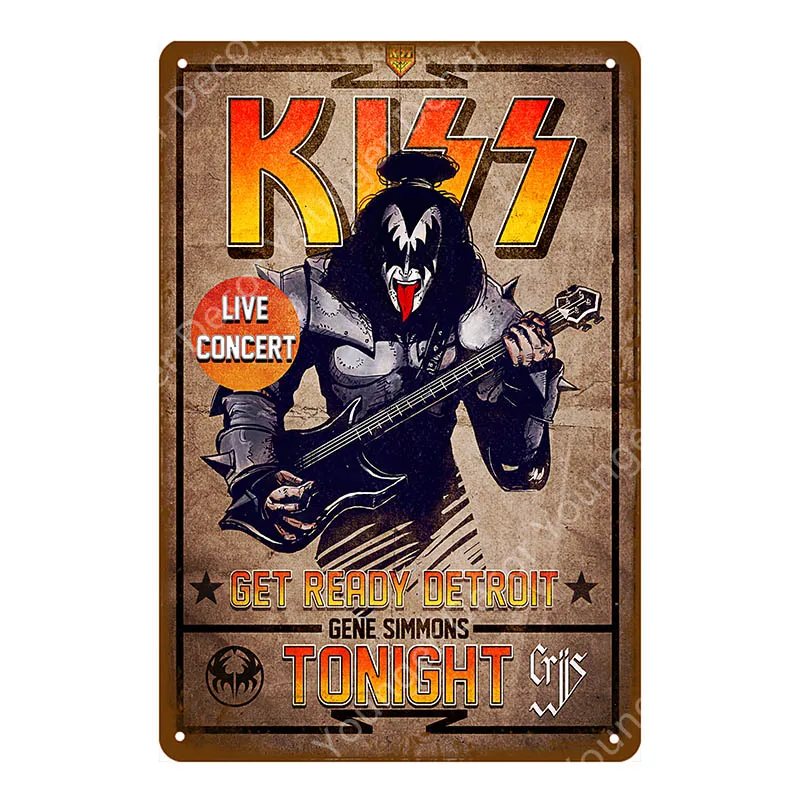 Музыкальная рок винтажные металлические знаки плакат Рок Группы &quotKiss&quot доска