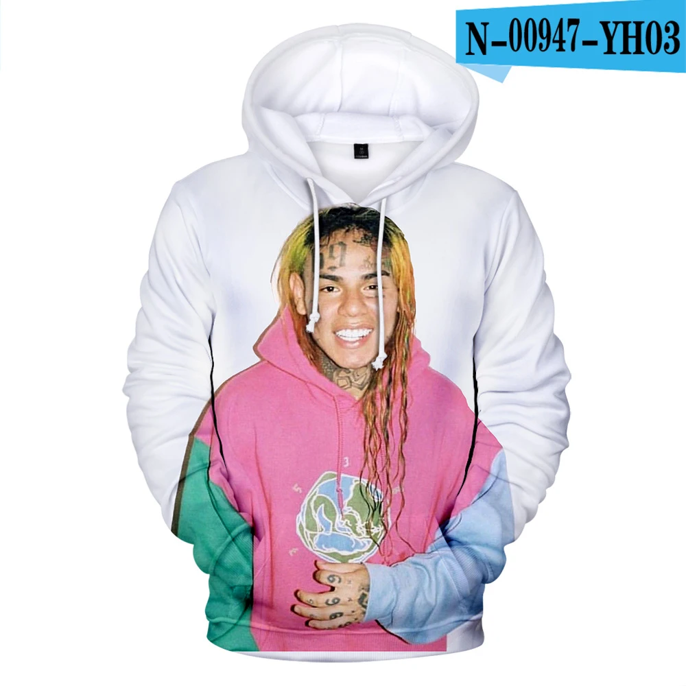 3D Новинка,, мужские толстовки с 3D принтом Rapper 6IX9INE, осенняя мода Harajuku, популярная худи с 3D принтом 6IX9INE, мужские толстовки - Цвет: 3D