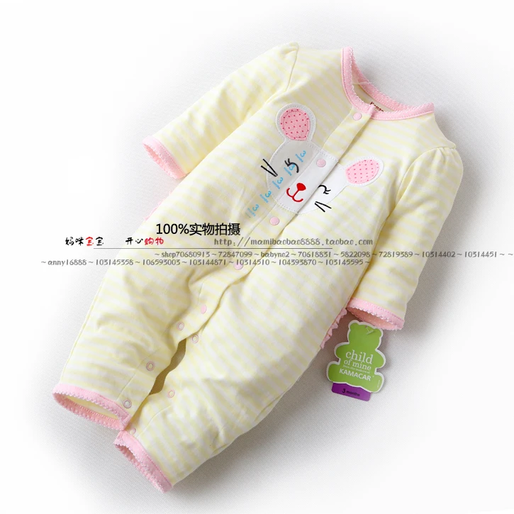 

new 2017 spring autumn baby girl rompers newborn Long sleeve romper baby clothing 100% cotton baby Cute cartoon striped overall
