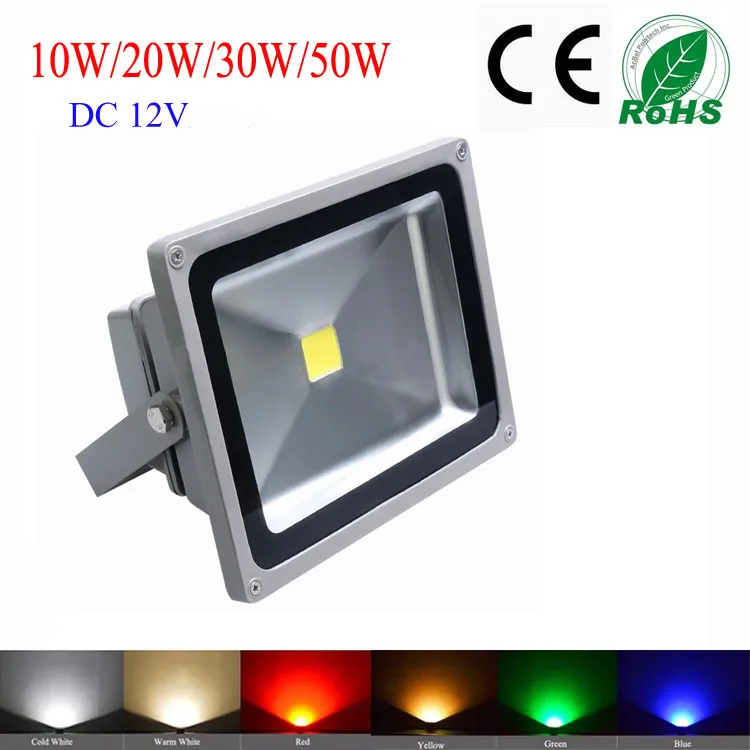 DC12V мощностью 10 Вт, 20 Вт, 30 Вт, 50 Вт IP65 Водонепроницаемый светодиодный прожекторный пейзаж Освещение световых прожекторов для дома сада улицы настенный светильник