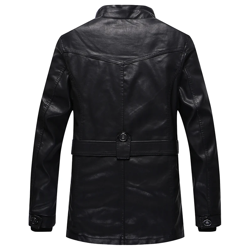 NXH 2018 New arrival Men's winter PU Leather Jacket Lining Fur Warm men Overcoat Male Casual Black coat Brand Quality M-3XL | Мужская