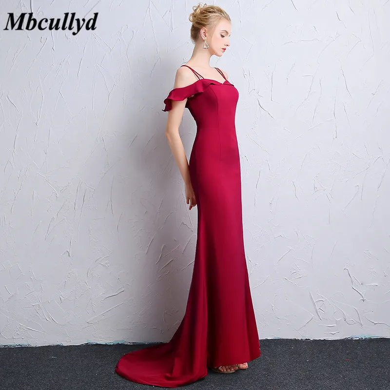 Mbcullyd Charming Mermaid Red Bridesmaid Dresses 2019 Luxury Satin Vestido de festa longo Long Sexy Backless Wedding Guest Dress | Свадьбы и