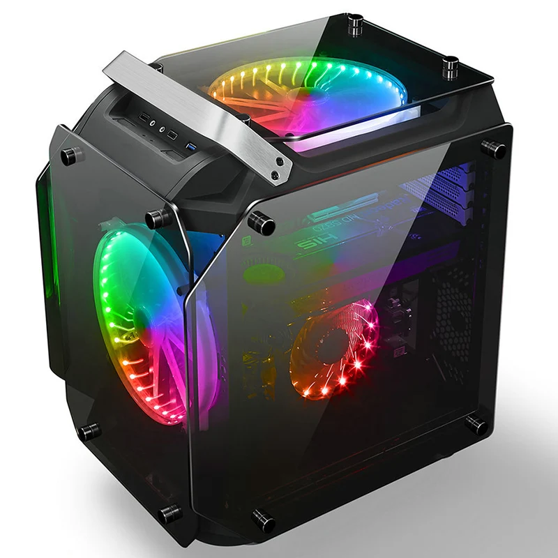 360*237*480 мм закаленное стекло ATX игровой системный блок RGB Air Cool водяное охлаждение корпус ПК Материнская рама полнобоковое прозрачное шасси