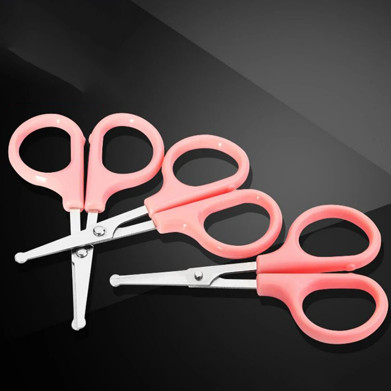 Cute Eyebrow Scissors Trimmer Eyelash Shears Safe Round Tip Handle Pink Stationery Cut for Children 1pcs | Красота и здоровье