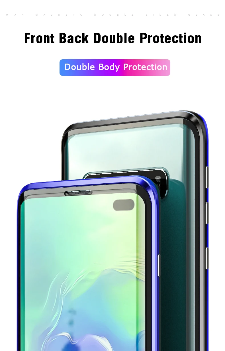Двухместный Закаленное Стекло S10plus чехол для samsung Galaxy S10 S8 S9 плюс S10E примечание 9 8 магнитных металлический каркас адсорбции крышка