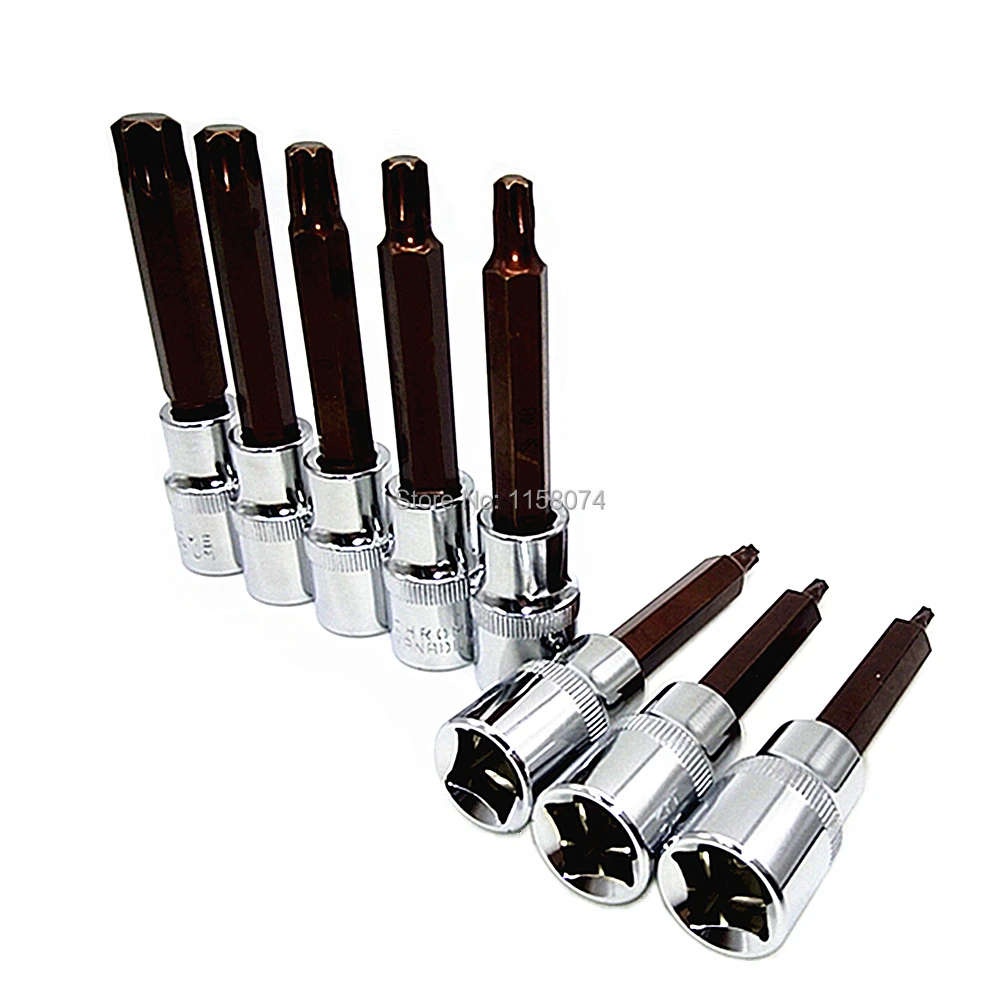 8 шт. Torx Бит Набор торцевых головок 1/2 &quotс квадратным адаптер T20 T25 T30 T40 T45 T50 T55 T60 Chrome