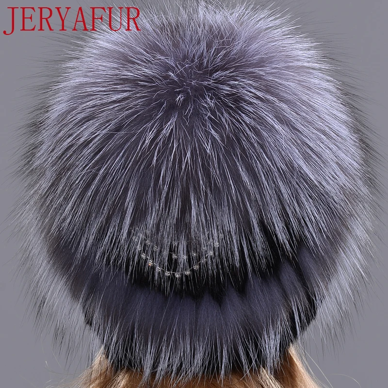 

JERYAFUR Russian knit cap new listing mink and fox hat real fur hat cap 6