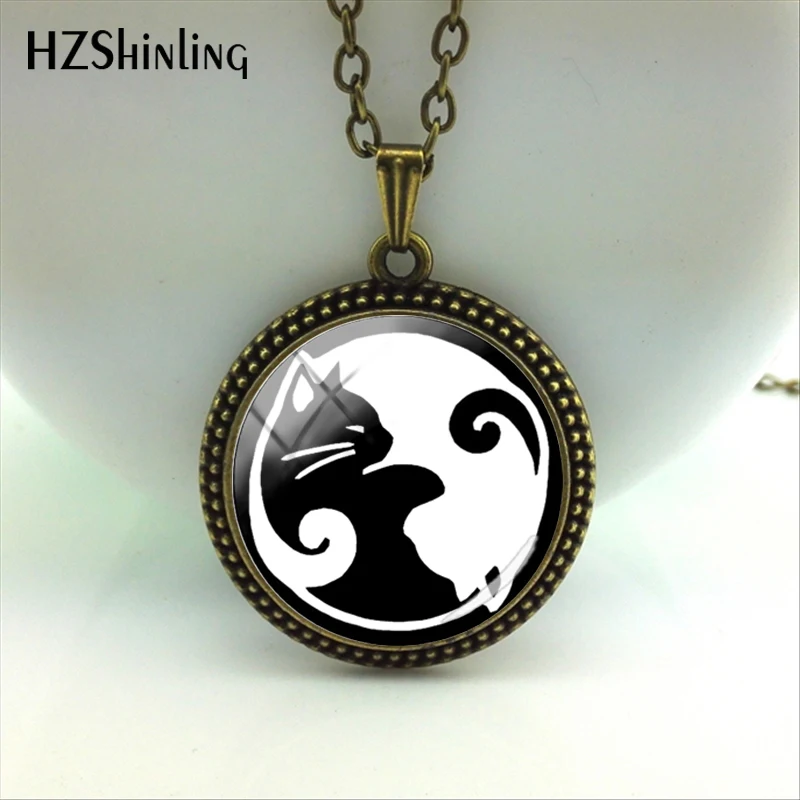 Модное ожерелье с подвеской-кабошоном изображением животных и кошек Ying Yang ручной