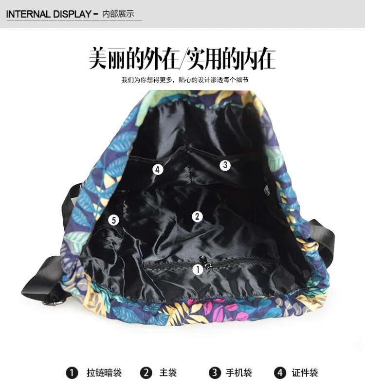 ZYJ Female Waterproof Floral Drawstring Backpacks Sport Fitness Casual Belt Flower Shoulder Travel School Backpack Bag Daypack | Багаж и
