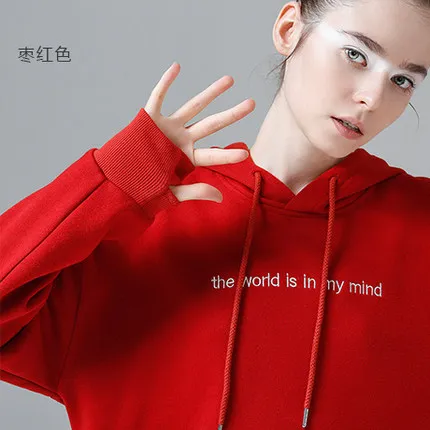 Toyouth Кофты Весной Новые Женщины Характер Вышивки Поддельные Две Пьесы С Длинным Рукавом Свободные Пуловеры Толстовка - Цвет: red