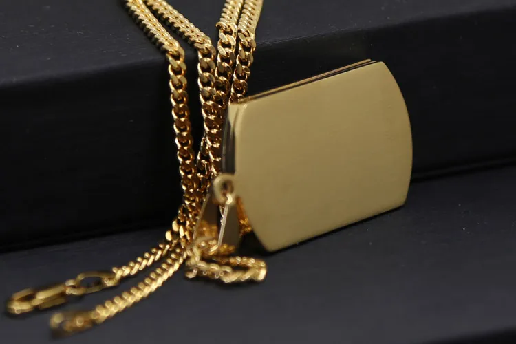 New Men's Gold Color Lord's Prayer and Crucifix Jesus Christ Dog Tag Pendant Miami Cuban Chain Hip Hop Style Necklace |