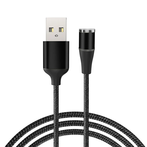 Магнитный USB кабель VOXLINK 1 м светодиодный для iPhone Xs 6 7 и USB TypeC кабель и Micro USB нейлоновая оплетка для samsung Xiaomi huawei LG USB C - Цвет: Black Cable no Plug