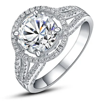 

14K White Gold 2Ct Round Cut Prolonged Genuine Moissanite Women Wedding Ring Full Simulate Diamond Gold Jewelry