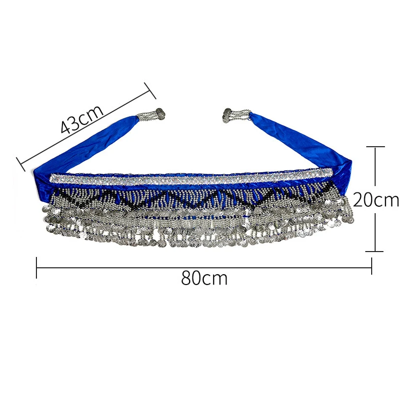 Женский прямоугольный шарф регулируемый пояс для танца живота с монетами 258 3