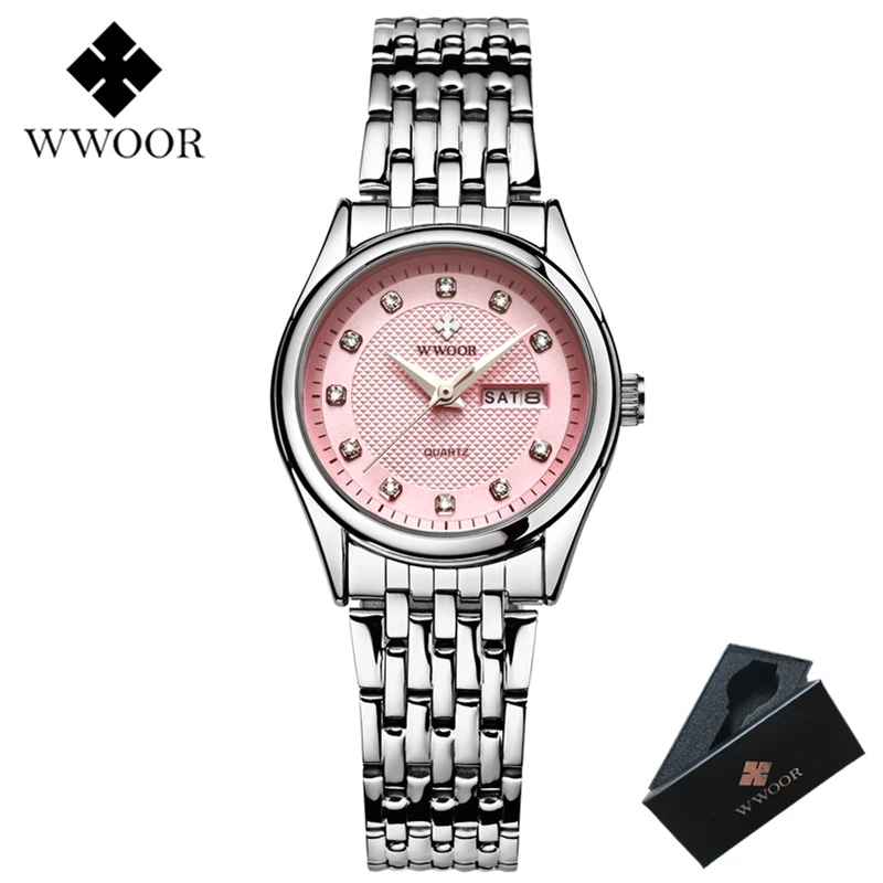WWOOR Women Watches Brand Luxury Waterproof Date Clock Ladies Quartz Sport Wristwatch Small Dial Bracelet relogio feminino | Наручные