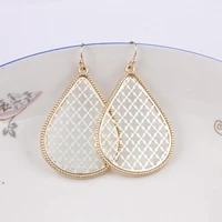 zwpon 2020 chunky gold filigree teardrop earrings for women fashion two tone zinc alloy cutout water drop earrings wholesale