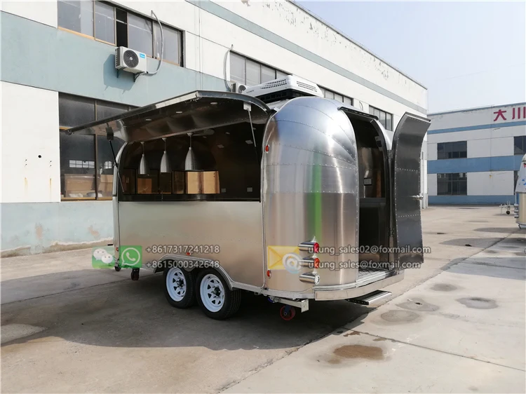 UKUNG 2-го поколения airstream трейлер питание Мобильная еда грузовик фаст-фуд Караван Трейлер Хот дог мороженое тележка