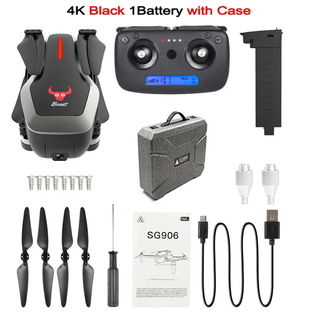 Black 1 Battery EPP ZLRC Beast SG906 5G gps Дрон 4K камера Ultra HD 1080P wifi FPV селфи складной 1080P RC Квадрокоптер RTF VS XS812 XS809HW SG106 - Цвет: Black 1 Battery EPP
