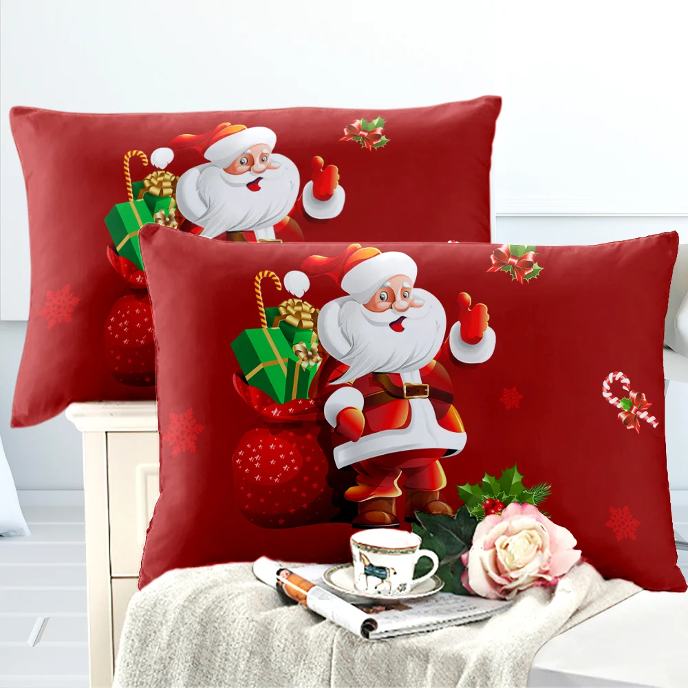 JSBD12-2PCS 4/комплект из 2 предметов, красного, зеленого цвета, на Рождество, с Постельное белье Twin King queen постельное белье мультфильм Санта Клаус принт простыня наволочка на подушку-обложку - Цвет: JSBD12-2PCS