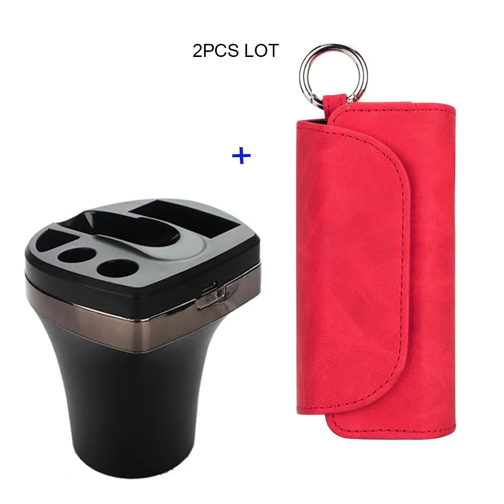 JINXINGCHENG кожаный чехол с автомобильным зарядным устройством для Iqos 3 зарядки с откидной двойной книжной крышкой для Iqos 3,0 чехол для мешочек с держателем - Цвет: Красный