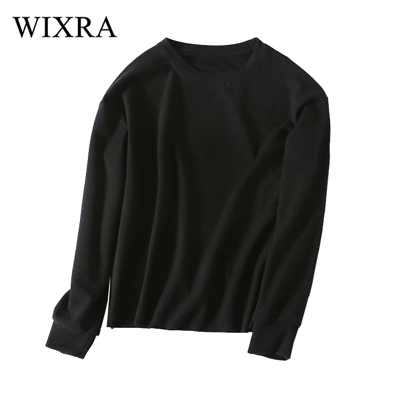 Wixra одноцветное повседневные толстовки Harajuku круглым вырезом потеет женская