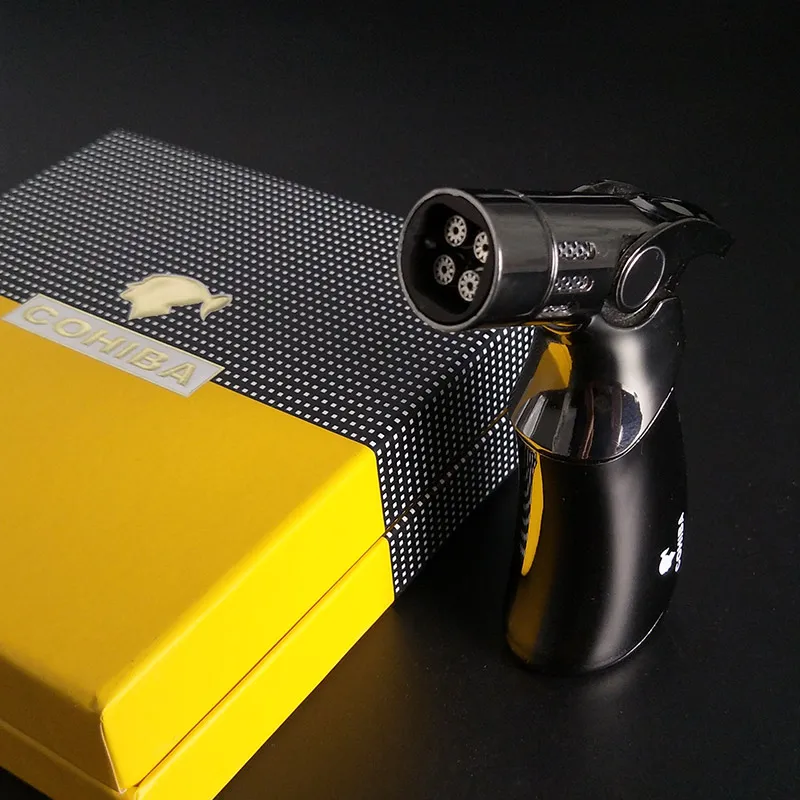 Металлическая зажигалка COHIBA с 4 горелками ветрозащитная Зажигалка для сигар