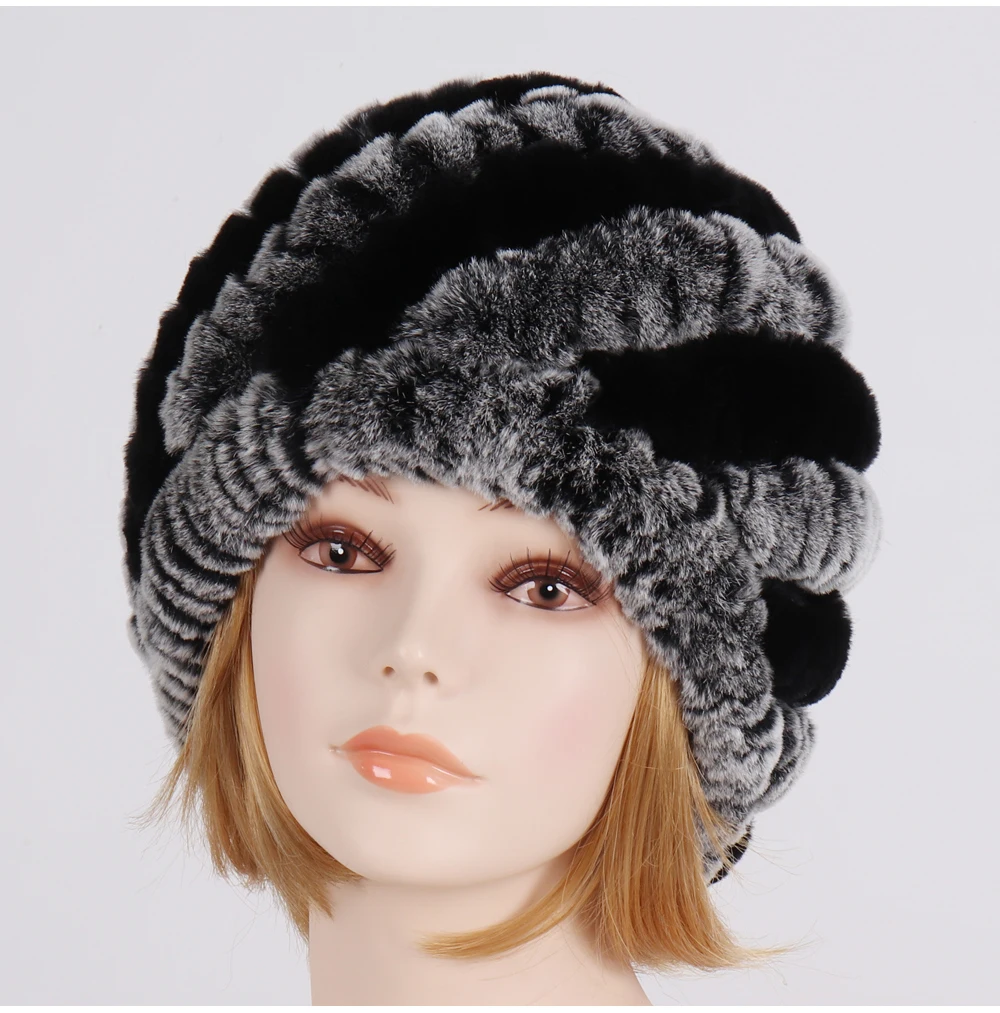 Женские зимние натуральный настоящий мех кролика шапка женская мягкая шапка из меха кролика рекс теплые вязаные настоящие меховые шапочки