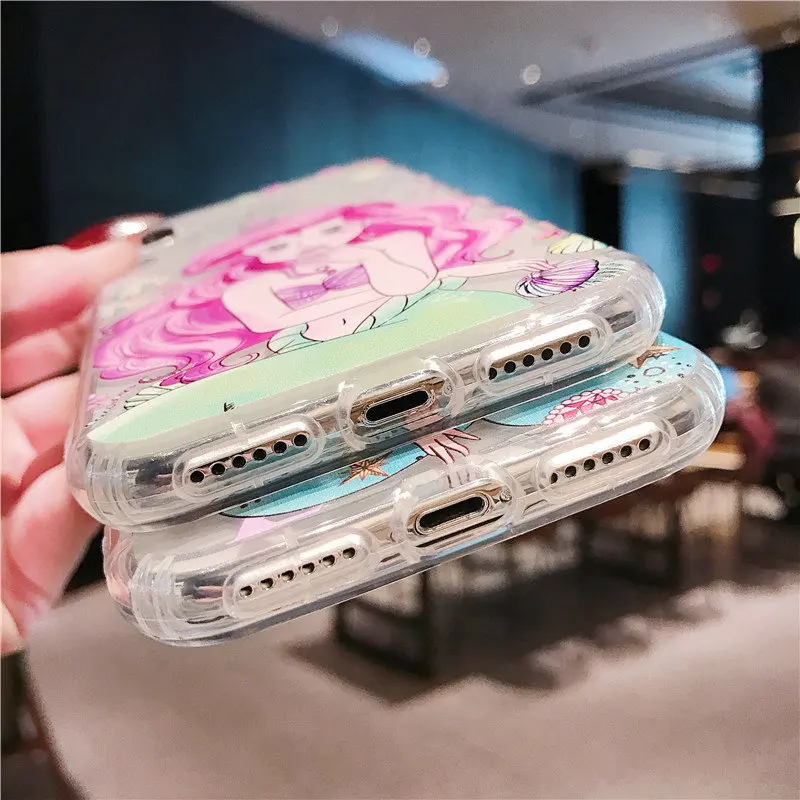 Прозрачный мягкий чехол принцессы Ариэль для iphone 6 7 8 plus X XS XR XSMAX милый на заднюю