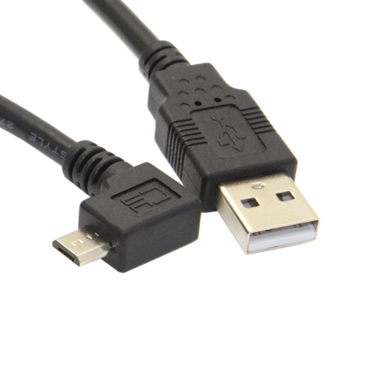 Кабель для зарядки и передачи данных CY с левым углом 90 градусов Micro USB папа на 2 0