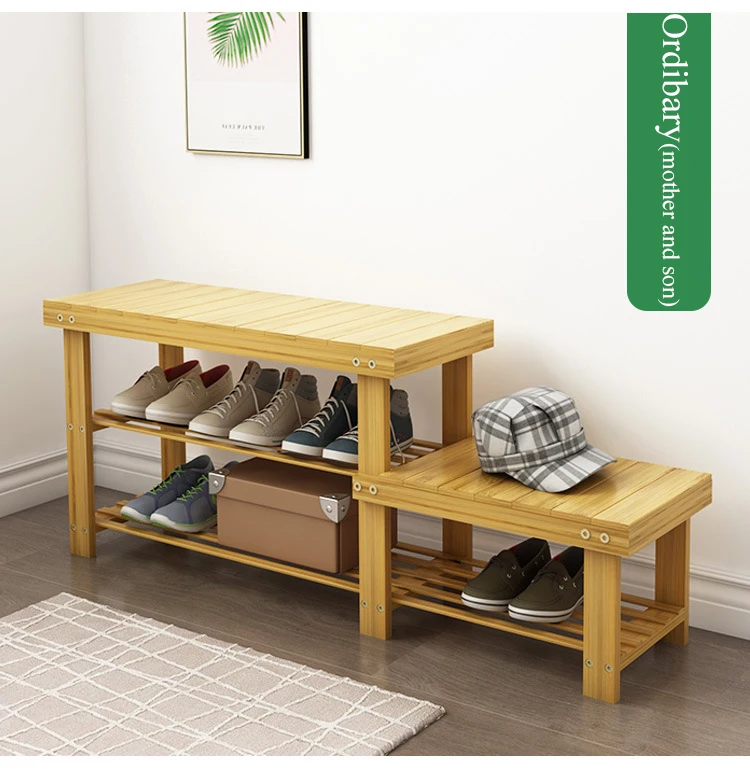Многофункциональная бамбуковая полка для обуви, может сидеть на двери, длинная сменная скамья для обуви, шкаф для хранения обуви, Экологически чистая домашняя мебель