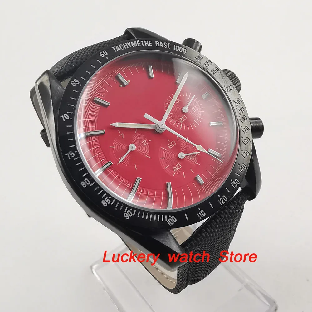 40 мм чехол для часов без логотипа черный циферблат с красным циферблатом