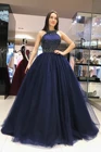 Винтажное темно-синее платье Quinceanera, маскарадные платья с открытой спиной для выпускного вечера, традиционное милое платье 16, Элегантное длинное вечернее платье с бисером