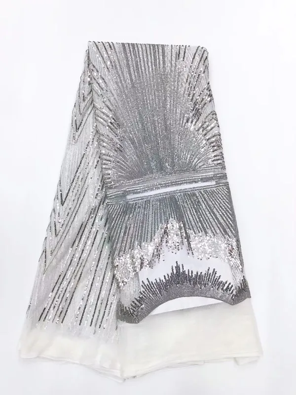 Высококачественная зеленая 3d блестки нигерийская Свадебная лента ткани 5 ярдов