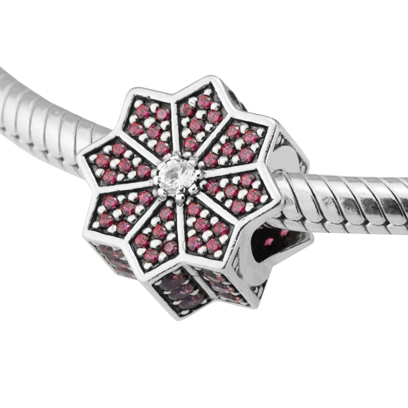 Подходит для браслетов Pandora мерцающие подарочные серебряные бусины 100% 925 пробы