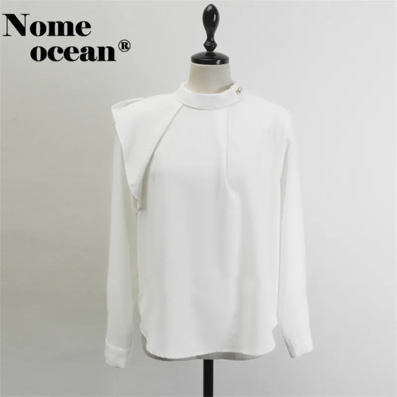 Button-up Collar Women's Blouses Asymmetric Ruffle Shoulder Design Long Sleeve Shirts for Women 2018 Autumn Tops Shirt M18080710 |