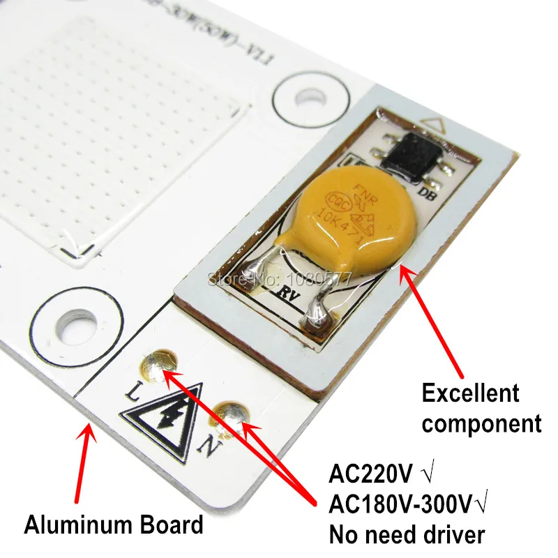 AC 110V AC220V 50W COB светодиодный светильник для растений полный спектр 400nm-840nm, 3000 K-35000 K теплый белый холодный белый
