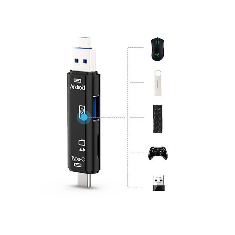 Micro USB Card Reader With TF Card OTG 3 in 1Type-C Flash Drive Adapter Connector High Speed SD TF Smart Memory Card Reader