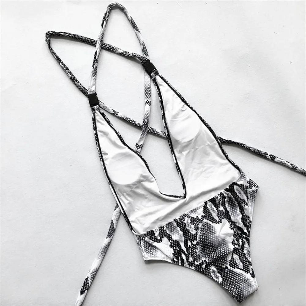 Купальный костюм с глубоким v-образным вырезом вокруг шеи, женский купальный костюм, женская одежда для плавания, Леопардовый купальный костюм с высоким вырезом, купальник Монокини V742