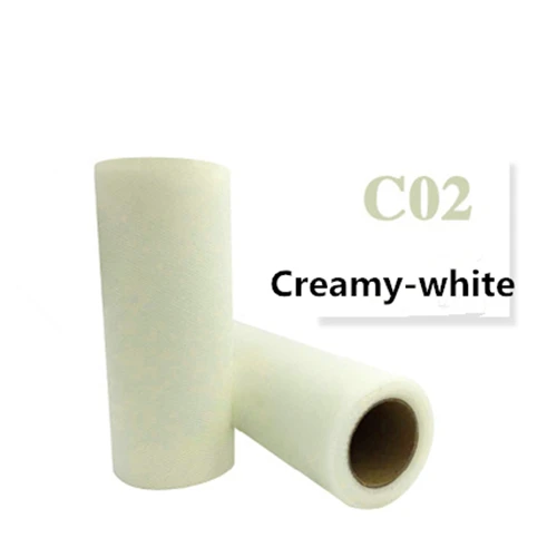 C02 creamy-white Тюль в рулоне 15 см, 25 ярдов, рулон, ткань, катушка, пачка, вечерние, подарочная упаковка, украшение на свадьбу, день рождения, товары для декоративного рукоделия - Цвет: C02 creamy-white